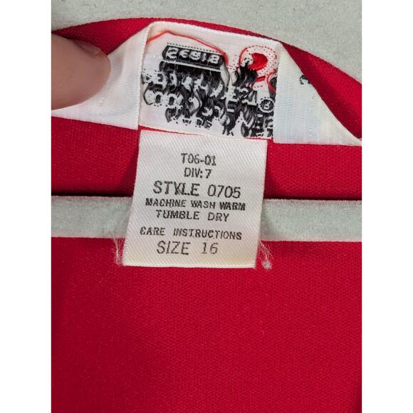 Vtg 1970’s Women’s Sears The Shirt Red Polyester Size 16 Long Sleeve Button Down - Picture 5 of 8